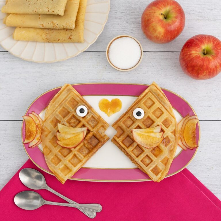 Crêpe gaufrée aux pommes caramélisées