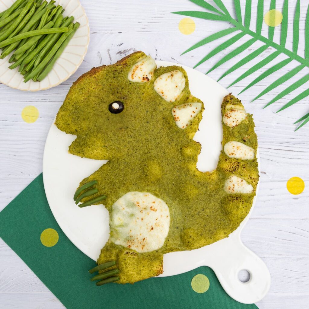 La pizza dino aux haricots verts