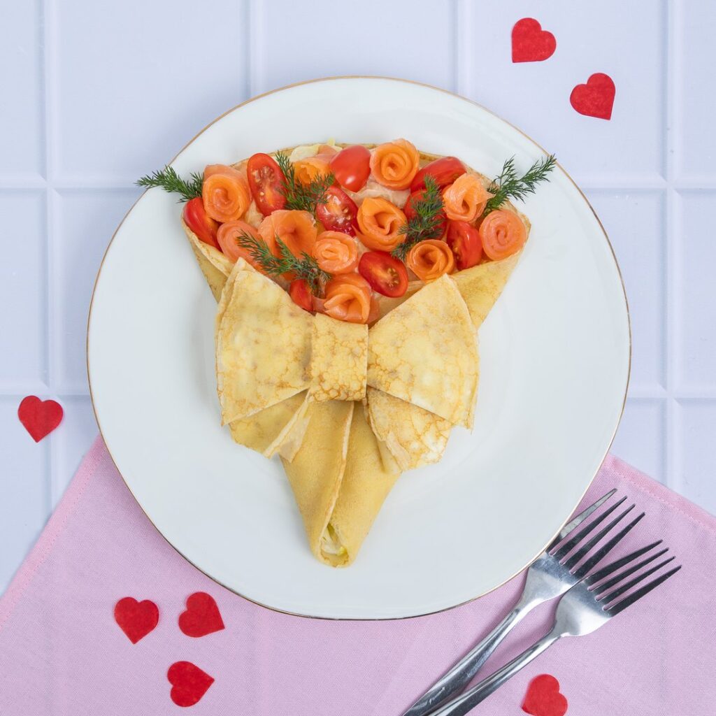 Le bouquet de crêpes saumon-poireaux