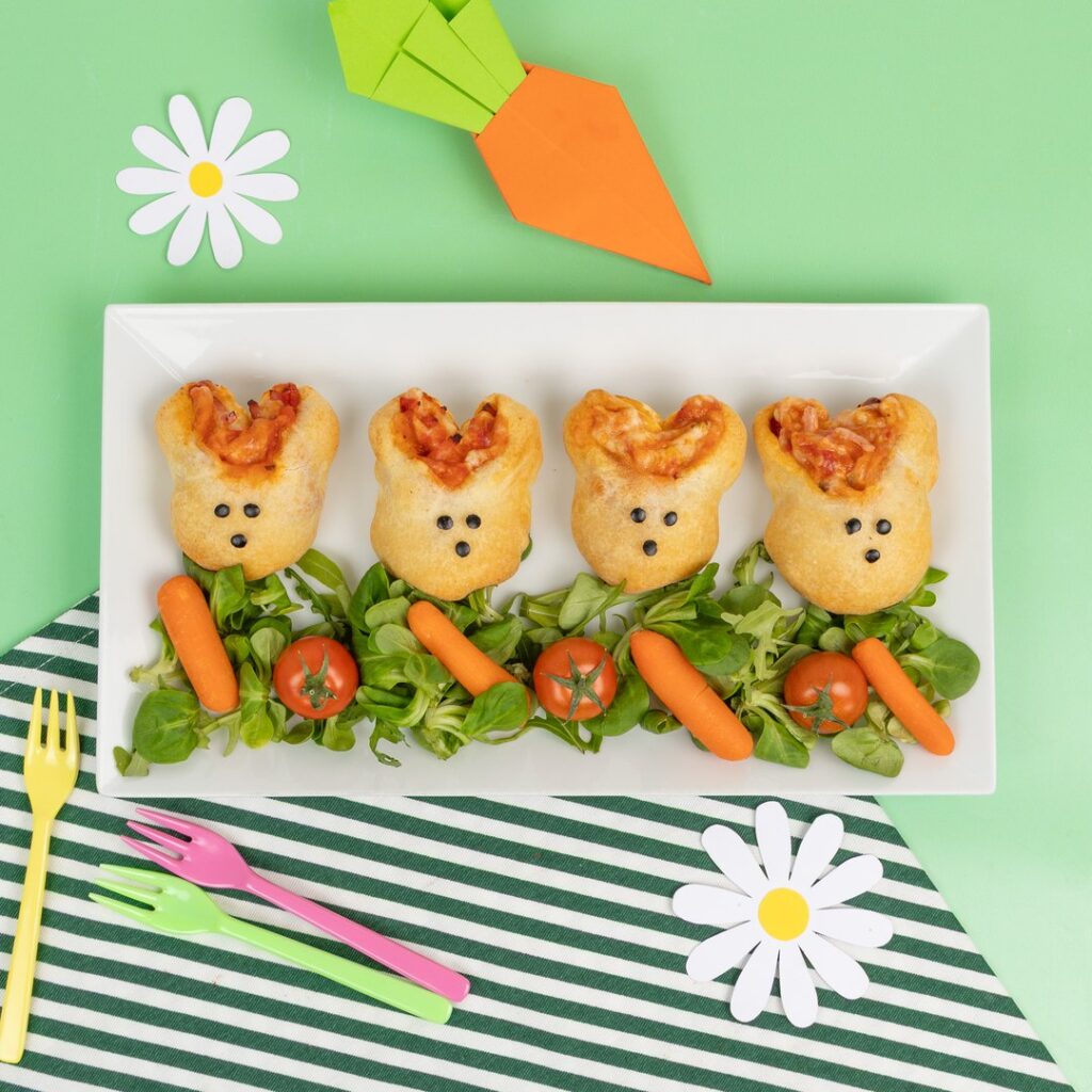 Les pizzas lapins de Pâques