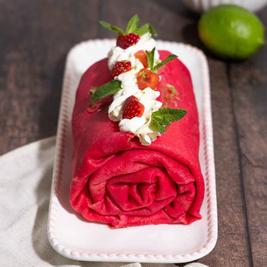 Crêpes fraisier roulé