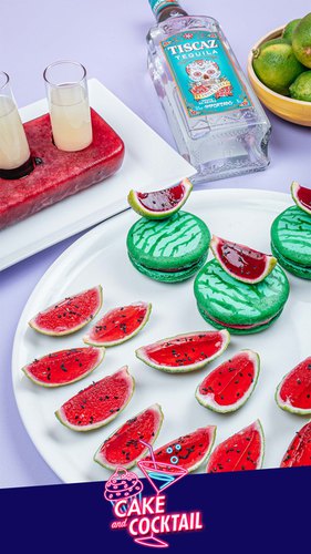 Tequila Shots & Hibiscus Macarons